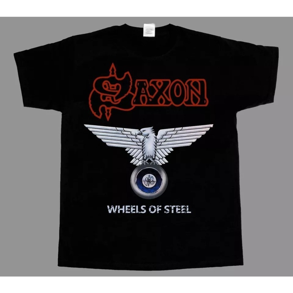 SAXON WHEELS OF STEEL_80 NWOBHM IRON MAIDEN T-SHIRT